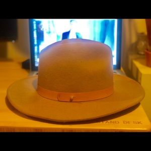 Camel Lack of color straight brim hat 100% wool